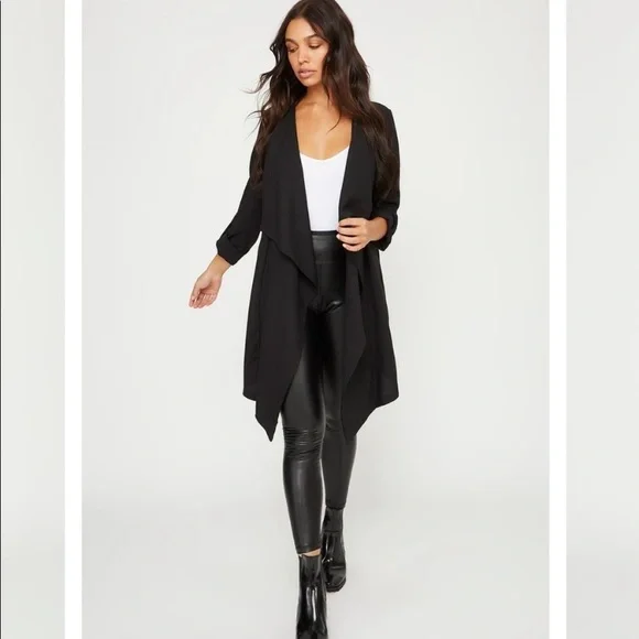 Black crepe cheap waterfall jacket